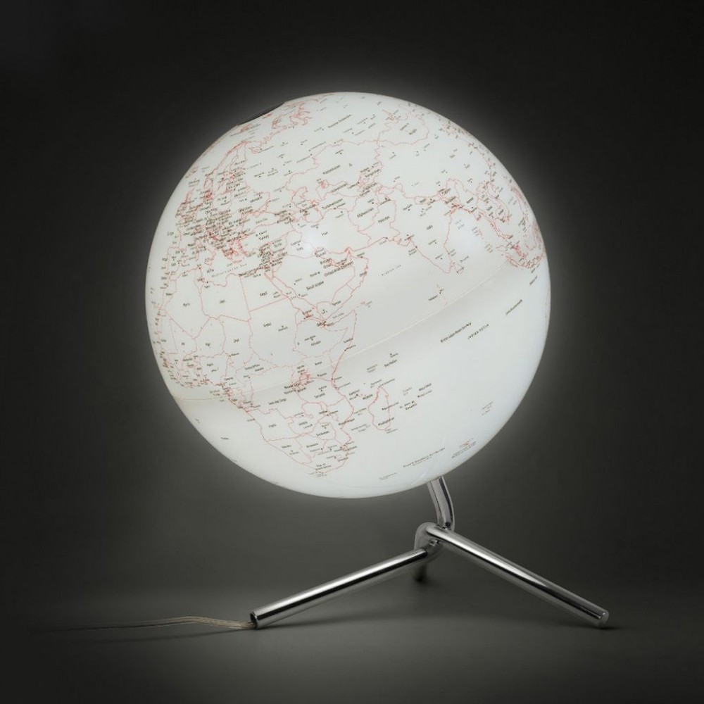Luminous terrestrial globe design white red black Nodo