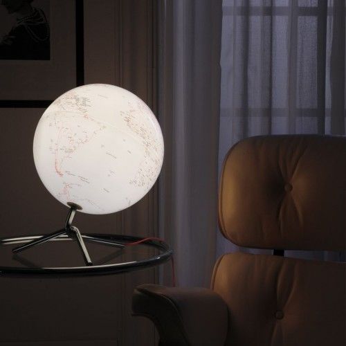 Luminous terrestrial globe design white red black Nodo