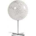 White luminous terrestrial globe to place on designer steel base