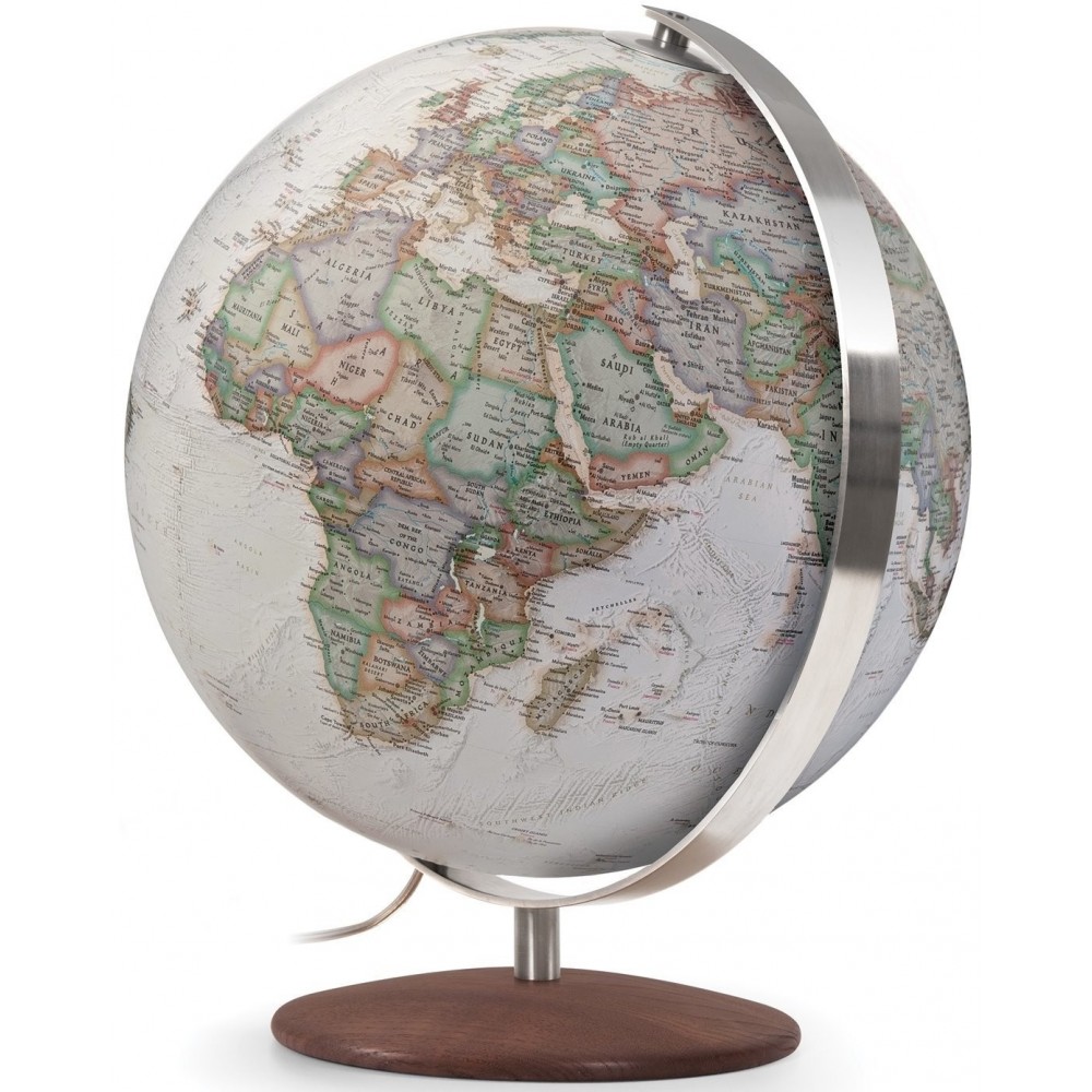 Globo iluminado ejecutivo, base de fresno