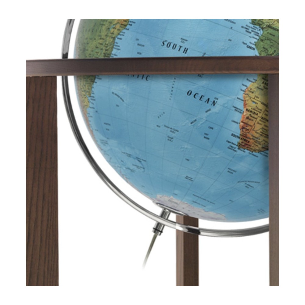 Globo terrestre luminoso su base in legno contemporaneo Cross Blue