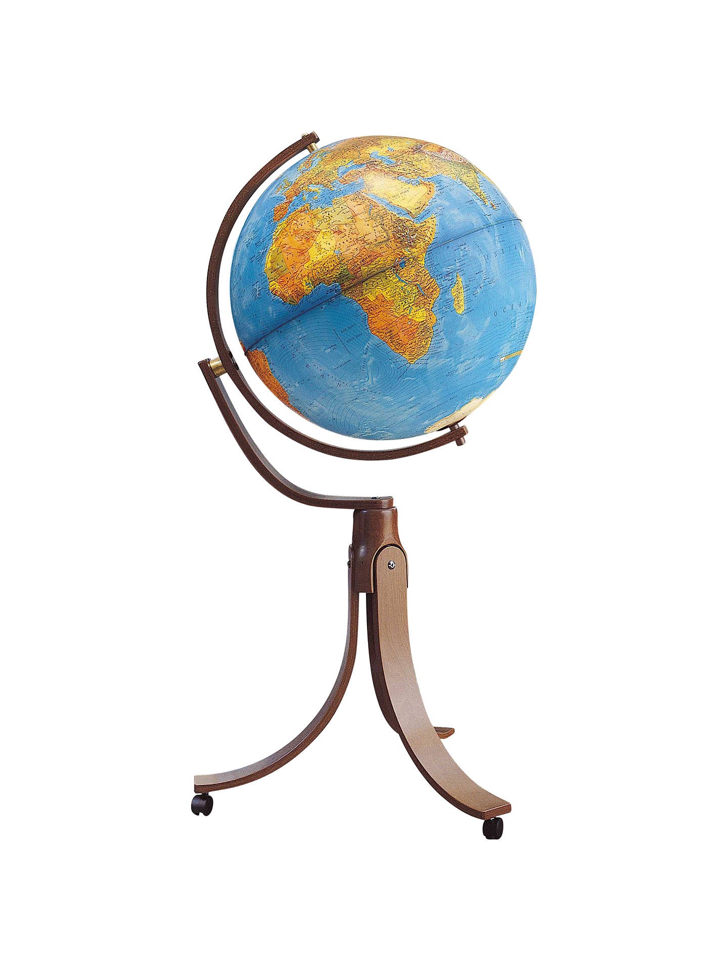 Floor-standing illuminated globe EMILY BLUE blue map NOVA RICO — front view