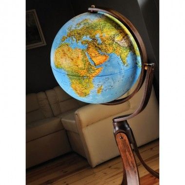 Luminous terra globo pé de madeira moldada nas rodas emily azul 2