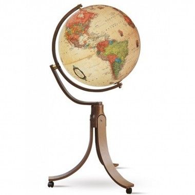 Luminous Terra Globo Fora Madeira moldada em rodízios Emily Antique 2