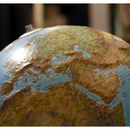 Verlichte wereldbol PRIMUS RELIEF reliëfkaart NOVA RICO — detail van de afwerking