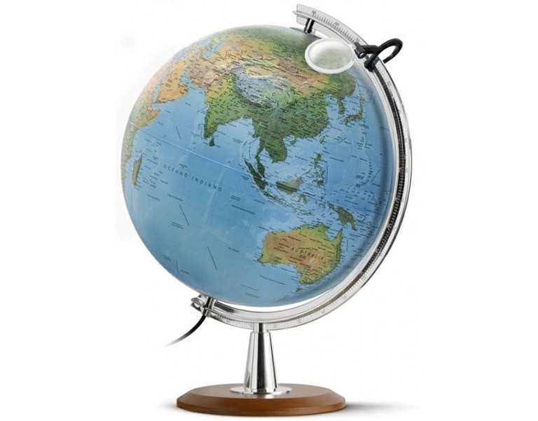 Illuminated globe with magnifier ATLANTIS 40 blue map NOVA RICO — front view
