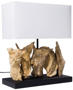 Lampada da tavolo NATURE VERTICALE KARE Design legno e cotone