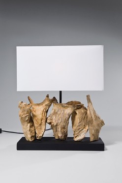 Lampada da tavolo NATURE VERTICALE KARE Design legno e cotone