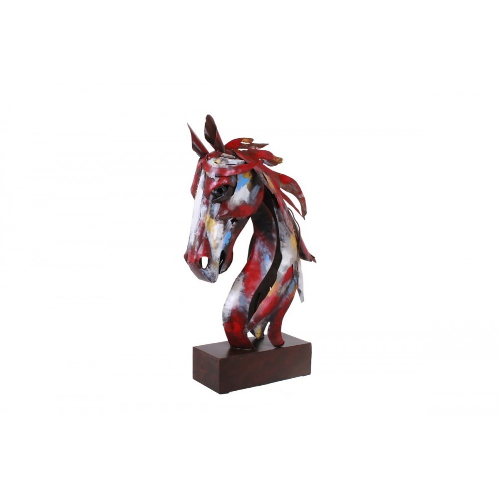 Escultura cabeça de cavalo PIGMENT metal multicolor SOCADIS — vista frontal