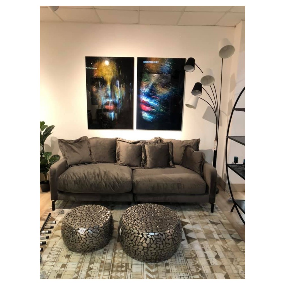 SET OF 2 SILVER PEBBLE COFFEE TABLES SILVER DELUXE KARE DESIGN