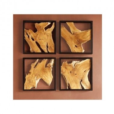 Decoração de parede de madeira floresta conjunto 50x50 cm
