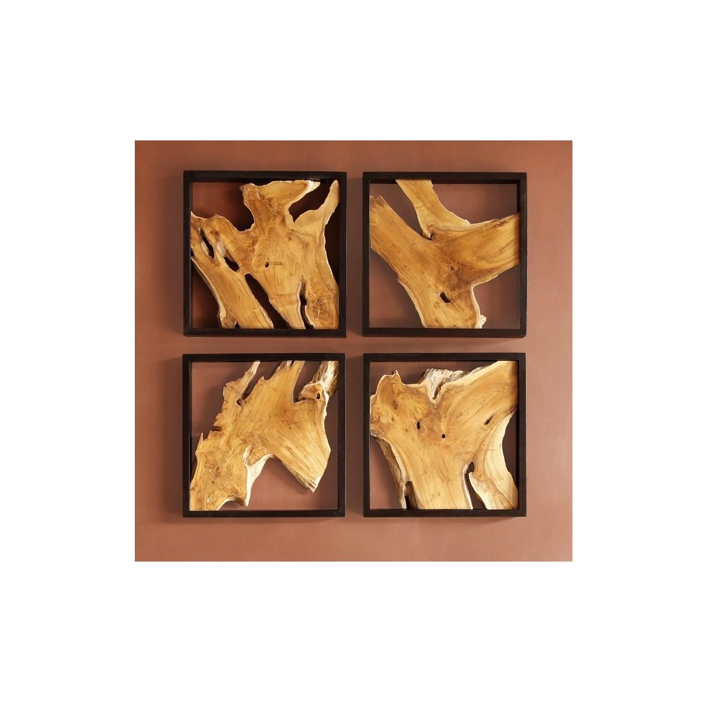 Decoração de parede de madeira floresta conjunto 50x50 cm