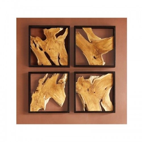 Decoração de parede de madeira floresta conjunto 50x50 cm