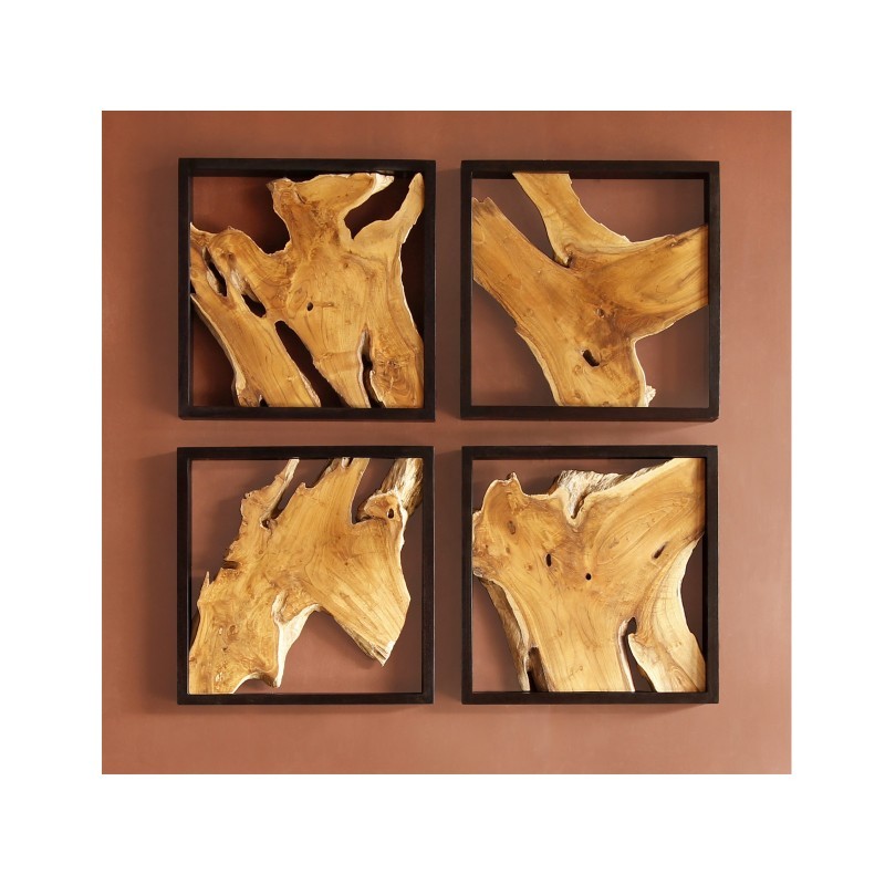 Decoração de parede FOREST quatro quadros madeira e metal DRIMMER — vista frontal