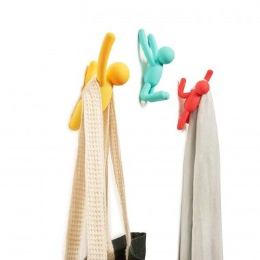 Set of 3 multicolor BUDDY wall hooks