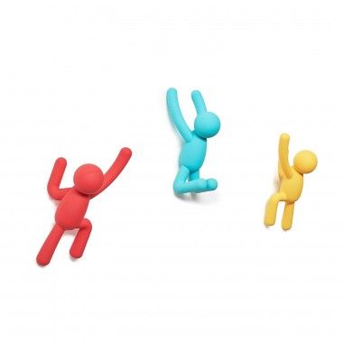 Set of 3 multicolor BUDDY wall hooks