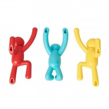 Set of 3 multicolor BUDDY wall hooks