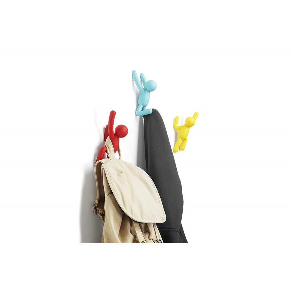 Set von 3 mehrfarbigen Wandhaken BUDDY