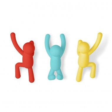 Set of 3 multicolor BUDDY wall hooks