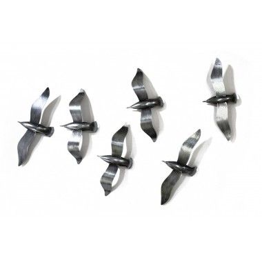 Decoração de parede MOUETTES seis aves metálicas SOCADIS — vista frontal