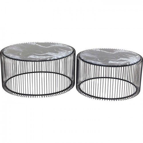 Set de 2 tables basses noires aspect marbre Wire