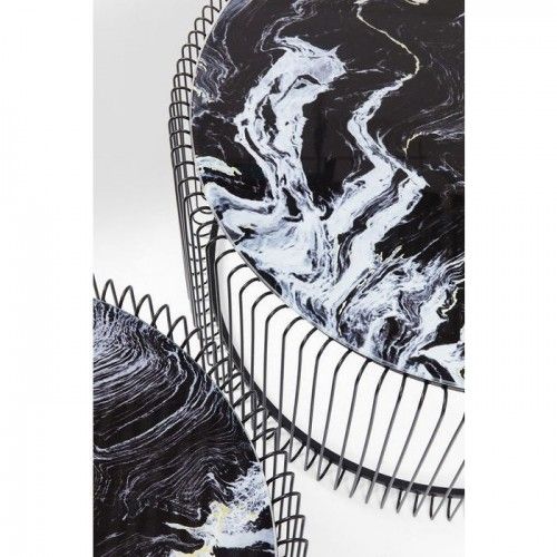 Set de 2 tables basses noires aspect marbre Wire