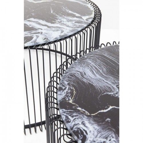 Set de 2 tables basses noires aspect marbre Wire