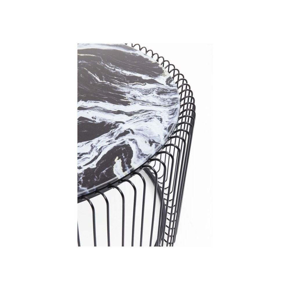 Set de 2 tables basses noires aspect marbre Wire