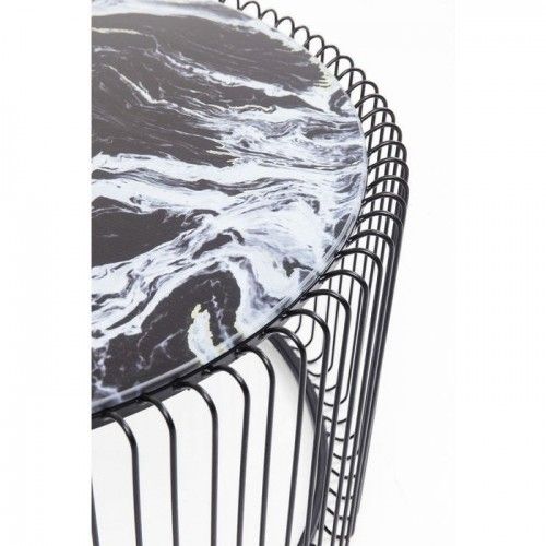 Set de 2 tables basses noires aspect marbre Wire
