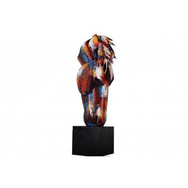 Escultura decorativa PIGMENT cabeça de cavalo multicolor SOCADIS — vista frontal