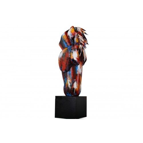 Escultura decorativa PIGMENT cabeça de cavalo multicolor SOCADIS — vista frontal
