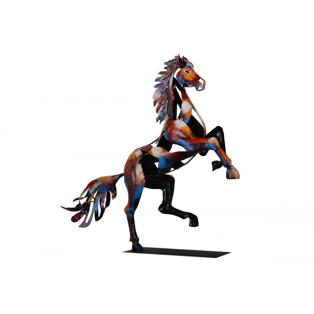 Escultura decorativa PIGMENT cavalo empinado multicolor SOCADIS — vista frontal
