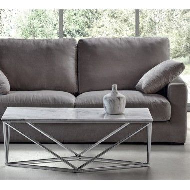 Mesa de centro de mármore e aço de colisão cromado 2
