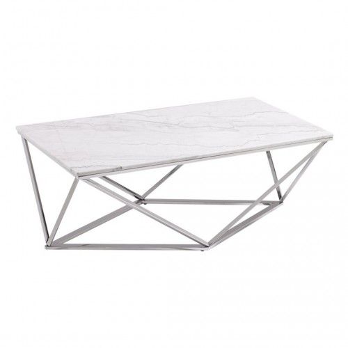 Mesa de centro de mármore e aço de colisão cromado