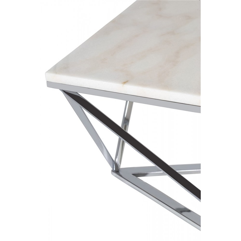 Couchtisch COLLISION aus Marmor und Chromstahl