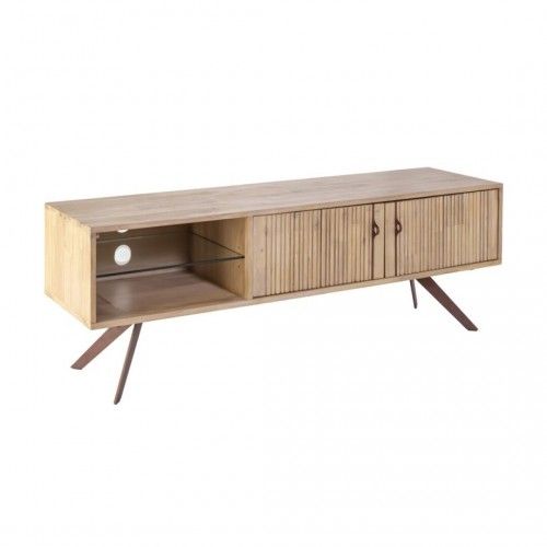 Mueble TV blanco y madera 2 puertas