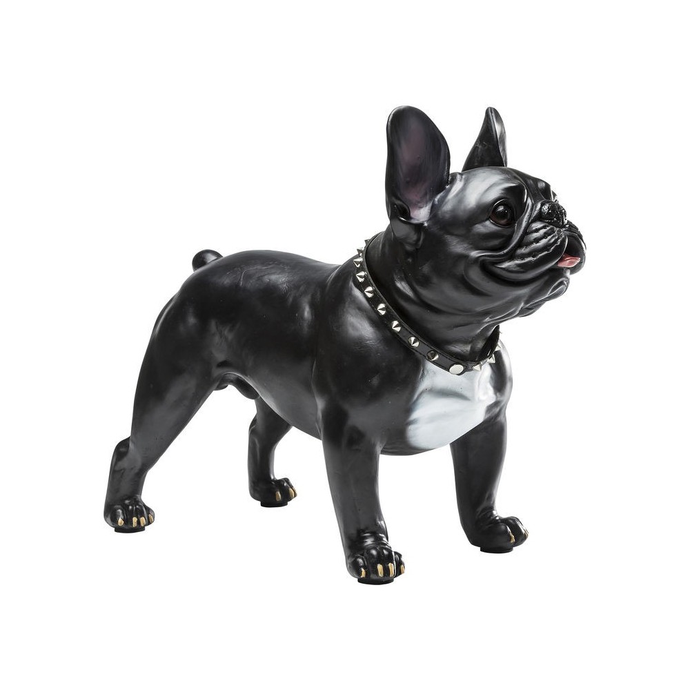 Escultura decorativa GANGSTER DOG buldogue preto em estilo urbano KARE Design — vista a três quartos