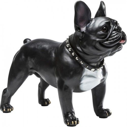 Escultura decorativa GANGSTER DOG buldogue preto em estilo urbano KARE Design — vista a três quartos