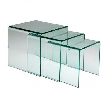 Mesa de café de vidro com mesas extras (3 / set)