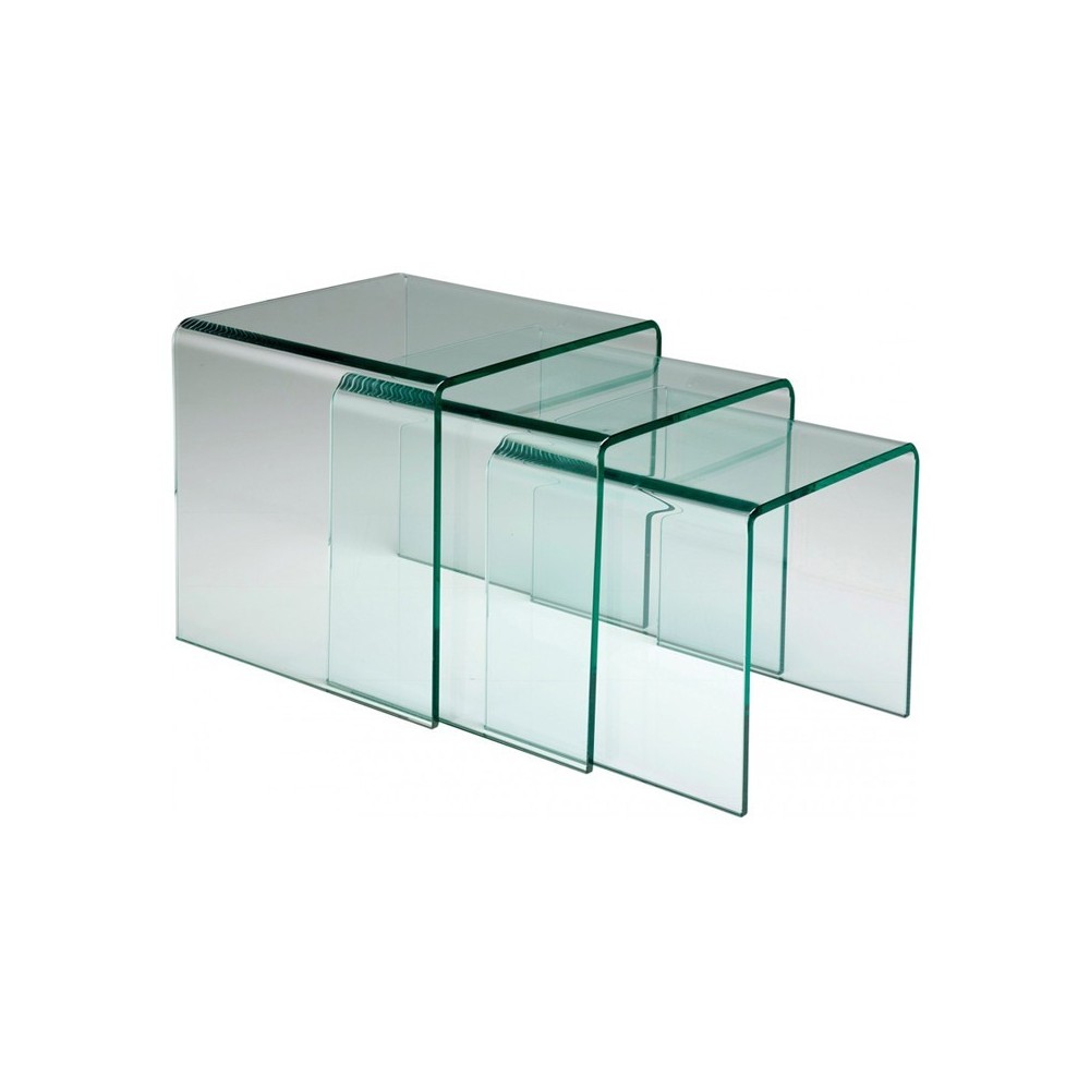 Mesa de café de vidro com mesas extras (3 / set)