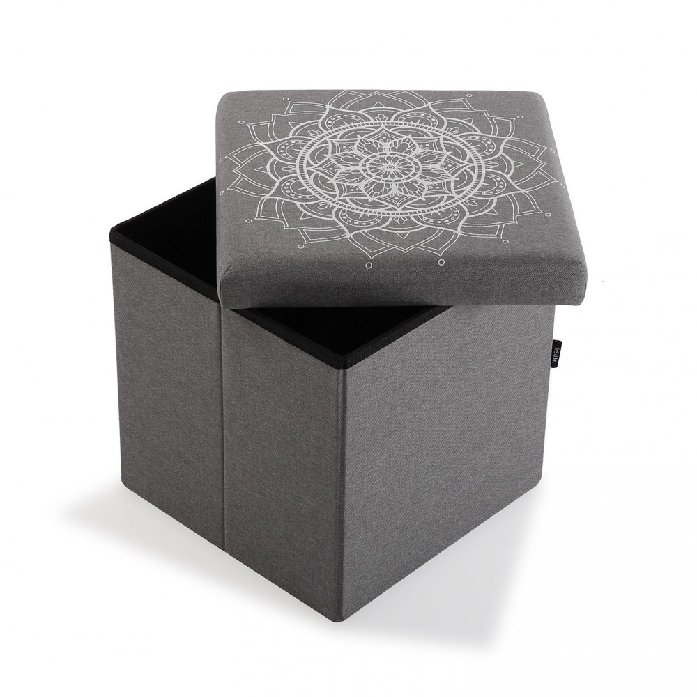 Caixa de armazenamento dobrável mandala cinza