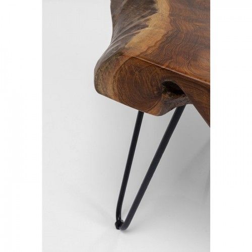Tavolino basso ASPEN teak massello e gambe in acciaio nero KARE Design — dettaglio delle gambe metalliche