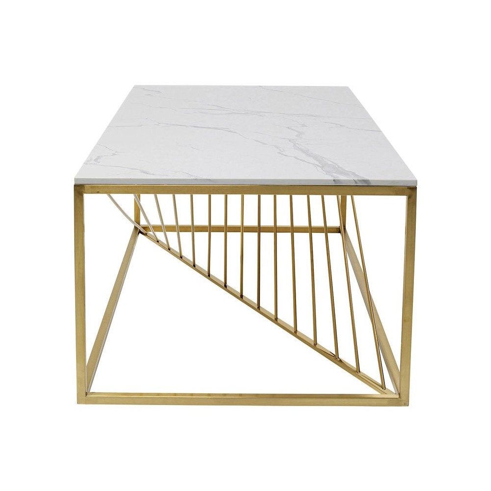 Mesa de centro LASER de cristal y metal dorado
