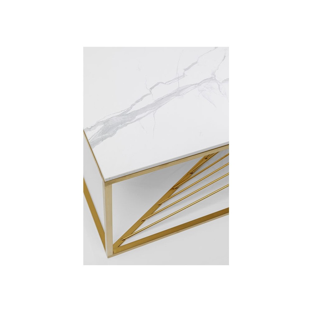 Glaskaffeetisch und Goldmetall LASER