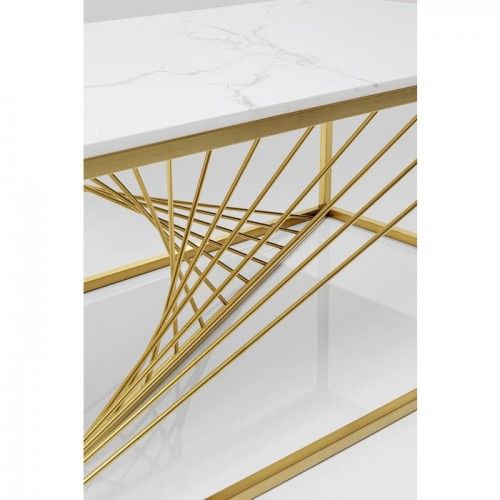 Mesa de centro LASER de cristal y metal dorado