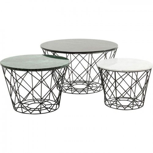 Set di tre banchetti multicolori in acciaio La Costa Wire