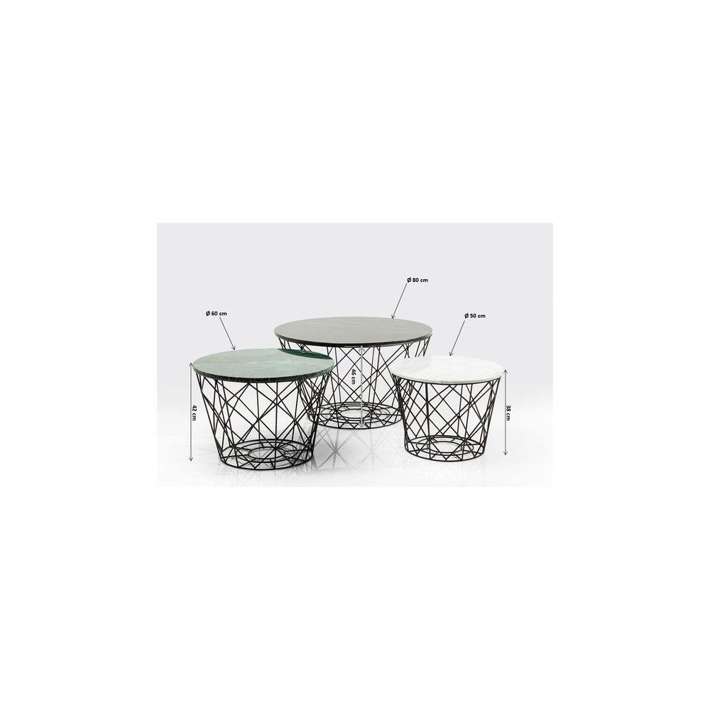 Set di tre banchetti multicolori in acciaio La Costa Wire