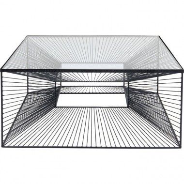Mesa de centro DIMENSION vidro claro e arame de aço preto KARE Design — vista frontal 2