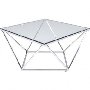 Mesa de centro CRISTALLO vidro claro e inox polido KARE Design — vista frontal