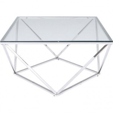 Mesa de centro CRISTALLO vidro claro e inox polido KARE Design — vista frontal 2